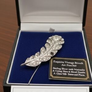 ​Exquisite Vintage Art Deco Feather Brooch - Sterling Silver & Marcasite​✨ I